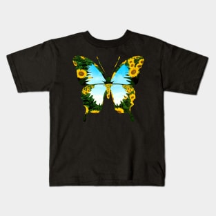 Butterfly Sunflower Costume Gift Kids T-Shirt